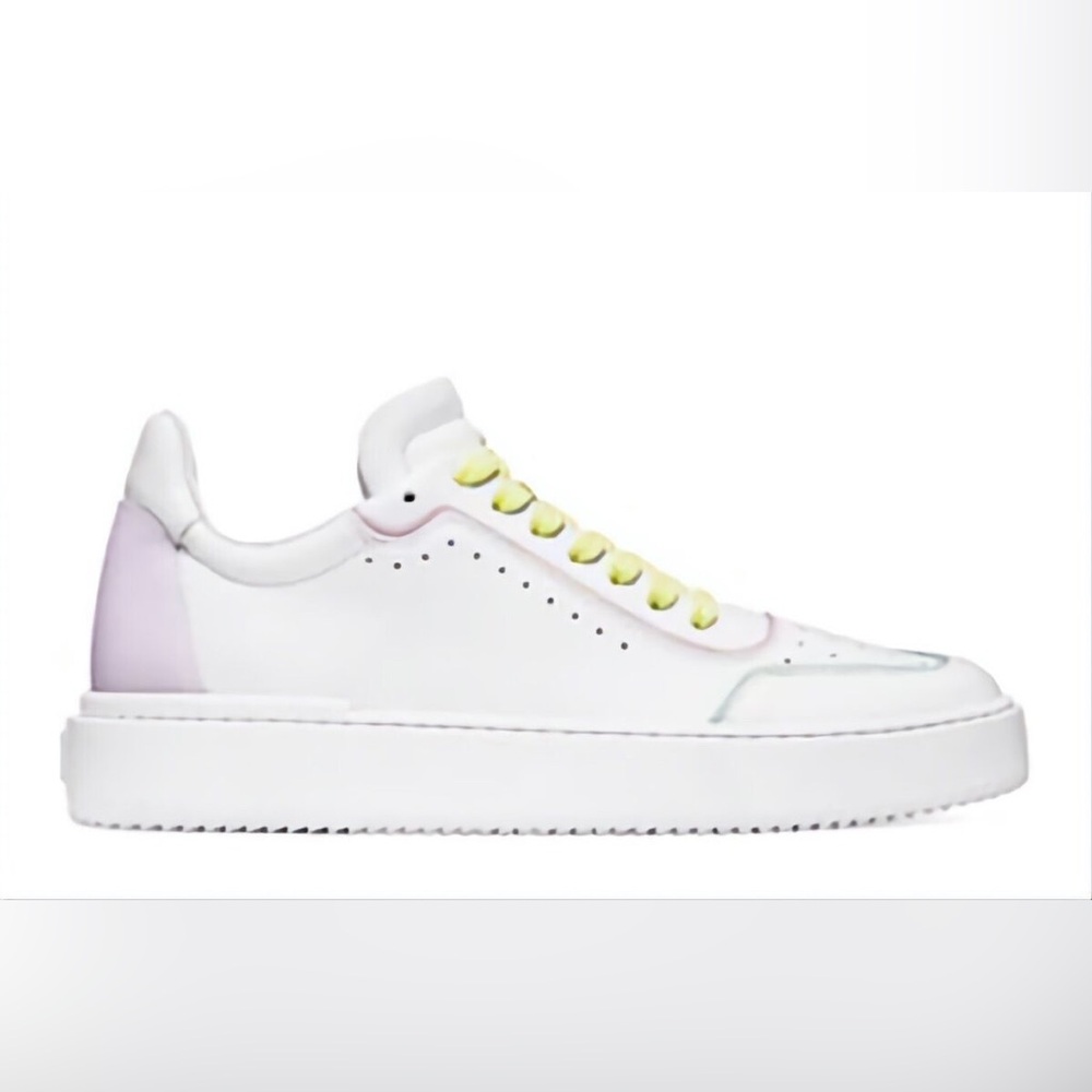 White Sneakers with Yellow Laces